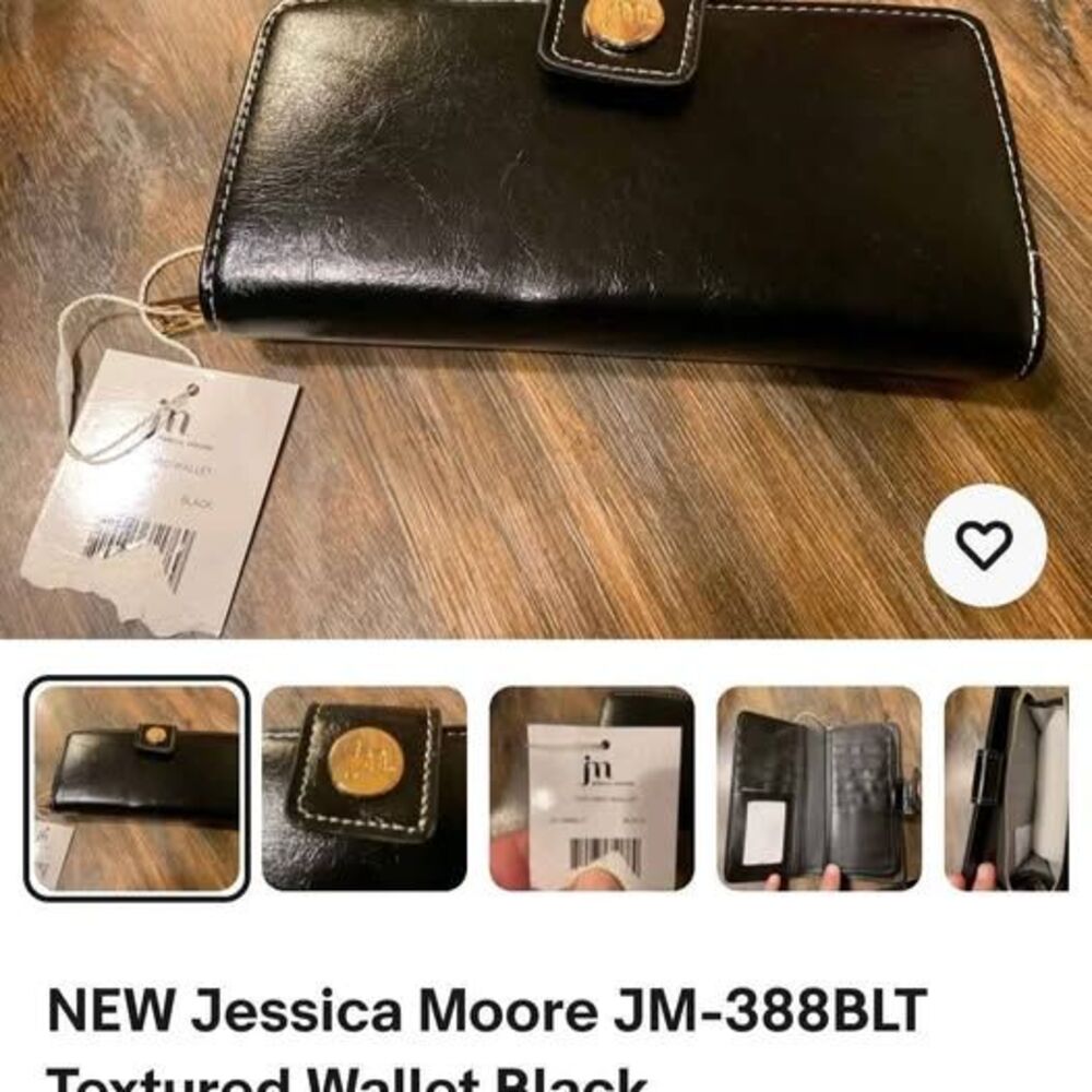 NEW Jessica Moore JM-388BLT Textured Wallet Black